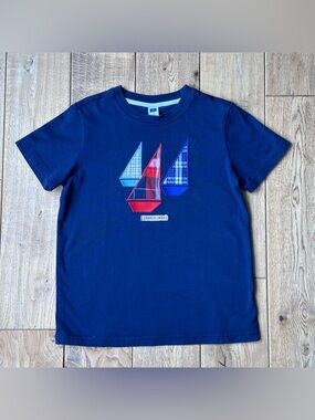 Janie and Jack Navy Blue Embroidered Sailboat Shirt size 6